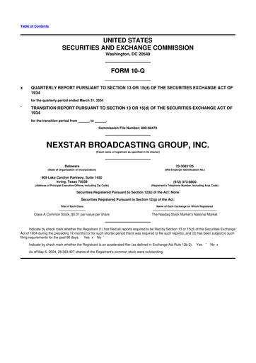 Thumbnail Nexstar Media Group
 10-Q Quarterly Report FY 