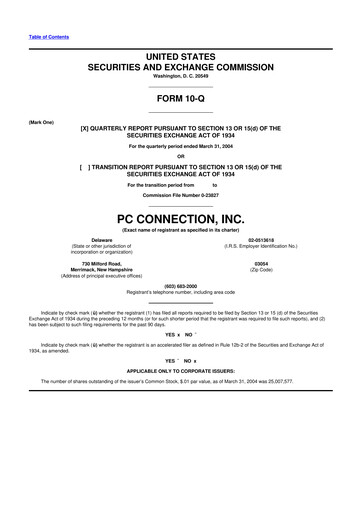 Thumbnail PC Connection
 10-Q Quarterly Report FY 