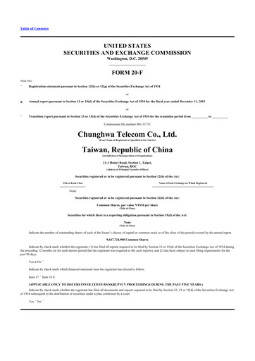 Thumbnail Chunghwa Telecom 20-F Annual Report 