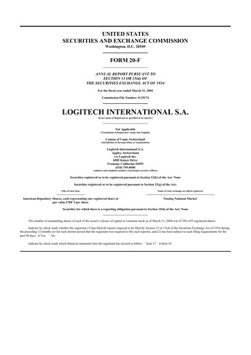 Thumbnail Logitech 20-F Annual Report 