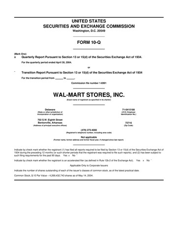 Thumbnail Walmart 10-Q Quarterly Report FY 
