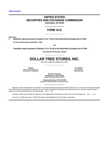 Thumbnail Dollar Tree 10-Q Quarterly Report FY 