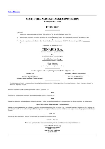 Thumbnail Tenaris 20-F Annual Report 