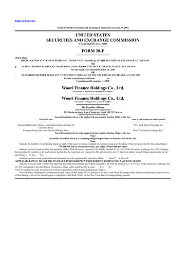 Thumbnail Woori Financial Group 20-F Annual Report 