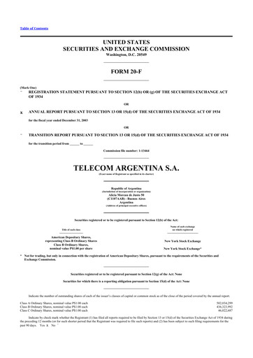 Thumbnail Telecom Argentina
 20-F Annual Report 