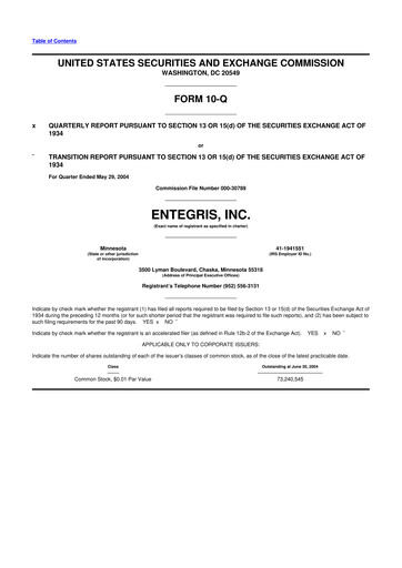 Vorschaubild Entegris 10-Q Quartalsbericht  