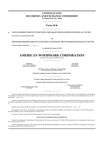 Thumbnail American Woodmark
 10-K Annual Report 