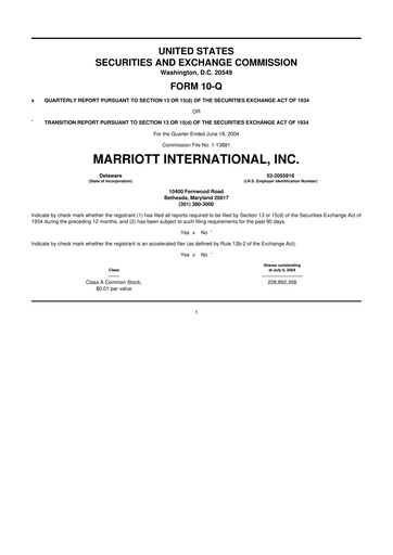 Thumbnail Marriott International 10-Q Quarterly Report FY 