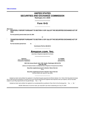 Thumbnail Amazon 10-Q Quarterly Report FY 