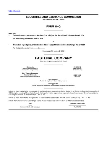 Thumbnail Fastenal 10-Q Quarterly Report FY 