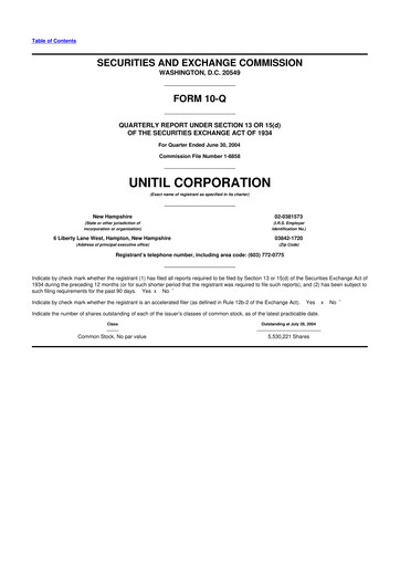 Thumbnail Unitil Corporation
 10-Q Quarterly Report FY 