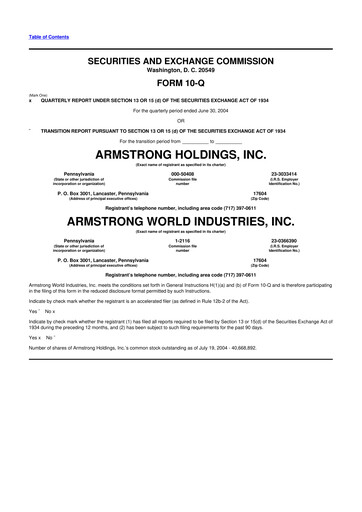 Thumbnail Armstrong World Industries
 10-Q Quarterly Report FY 
