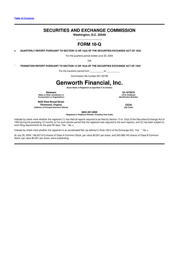 Thumbnail Genworth Financial
 10-Q Quarterly Report FY 