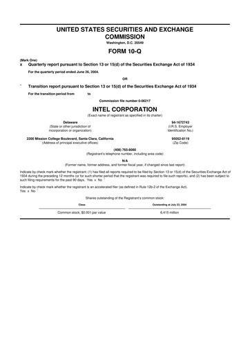 Thumbnail Intel 10-Q Quarterly Report FY 