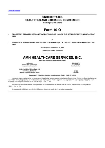 Thumbnail AMN Healthcare Services 10-Q Quarterly Report FY 