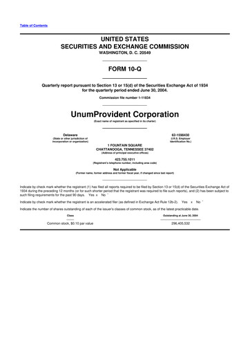 Thumbnail Unum 10-Q Quarterly Report FY 