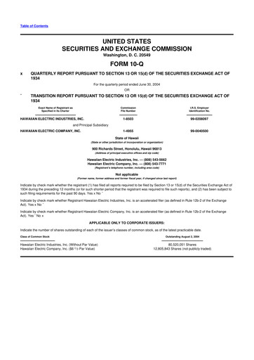 Thumbnail Hawaiian Electric Industries 10-Q Quarterly Report FY 