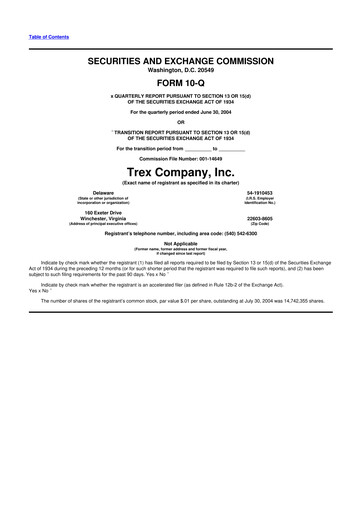 Miniature Trex 10-Q Rapport trimestriel  