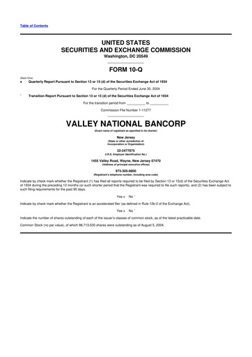 Vorschaubild Valley Bank 10-Q Quartalsbericht  