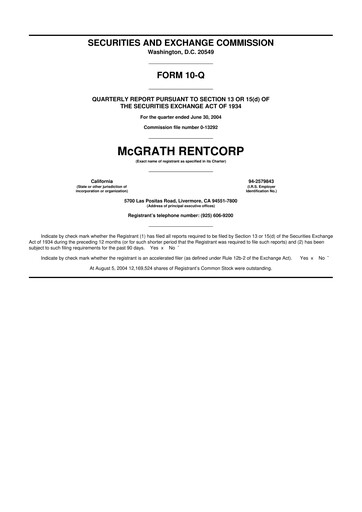 Miniature McGrath RentCorp
 10-Q Rapport trimestriel  
