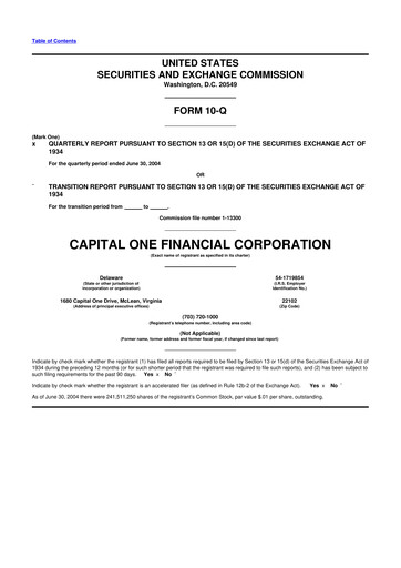Thumbnail Capital One 10-Q Quarterly Report FY 