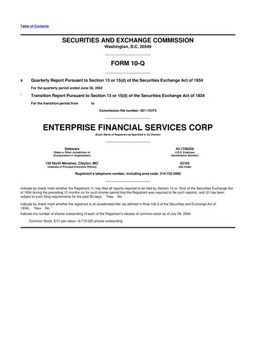 Vorschaubild Enterprise Financial Services Corp 10-Q Quartalsbericht  