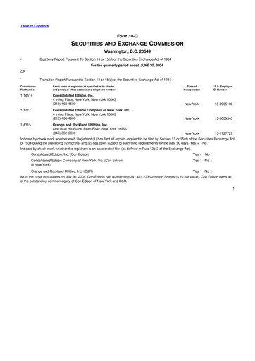 Thumbnail Consolidated Edison 10-Q Quarterly Report FY 