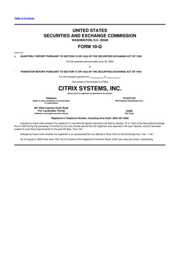 Thumbnail Citrix Systems 10-Q Quarterly Report FY 