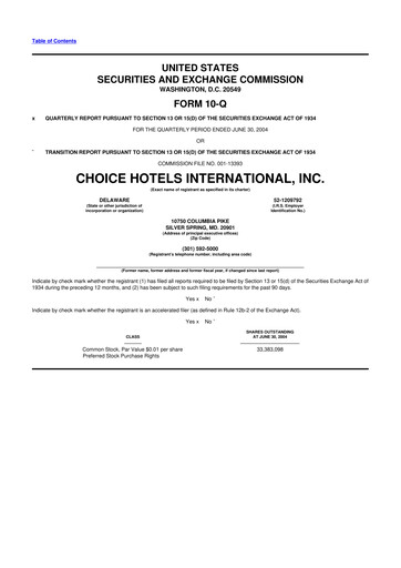 Thumbnail Choice Hotels International 10-Q Quarterly Report FY 