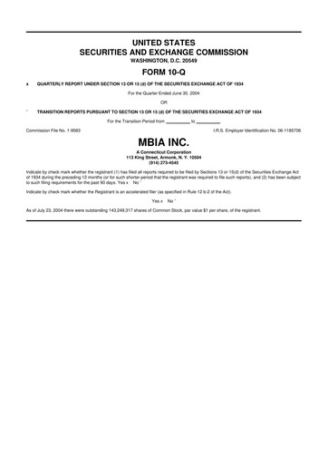 Thumbnail MBIA 10-Q Quarterly Report FY 