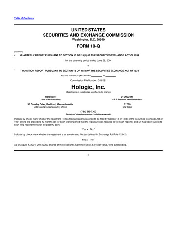 Thumbnail Hologic 10-Q Quarterly Report FY 