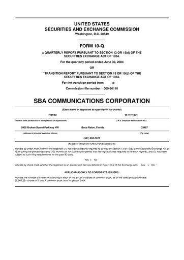 Thumbnail SBA Communications 10-Q Quarterly Report FY 