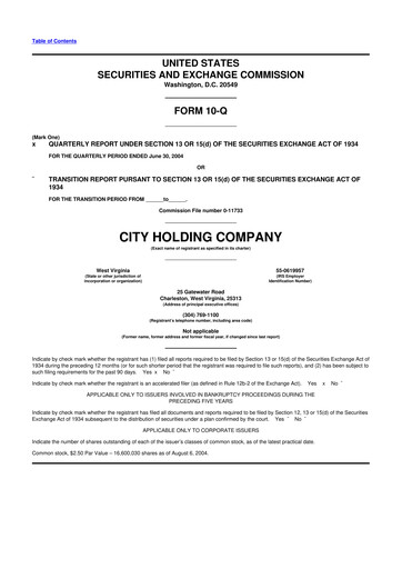 Thumbnail City Holding Company 10-Q Quarterly Report FY 