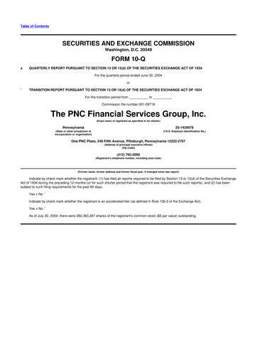 Thumbnail PNC Financial Services 10-Q Quarterly Report FY 