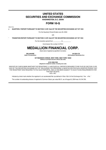 Thumbnail Medallion Financial Corp. 10-Q Quarterly Report FY 