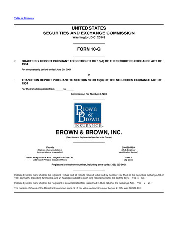 Thumbnail Brown & Brown
 10-Q Quarterly Report FY 