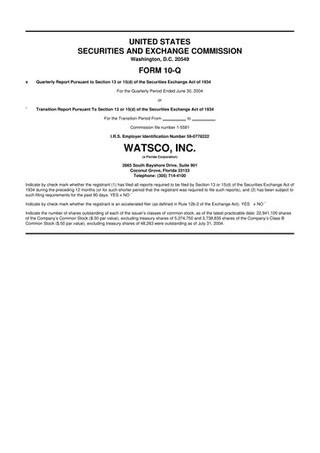Thumbnail Watsco
 10-Q Quarterly Report FY 