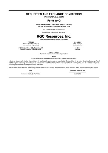 Thumbnail RGC Resources 10-Q Quarterly Report FY 
