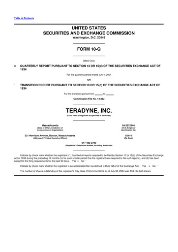 Thumbnail Teradyne 10-Q Quarterly Report FY 
