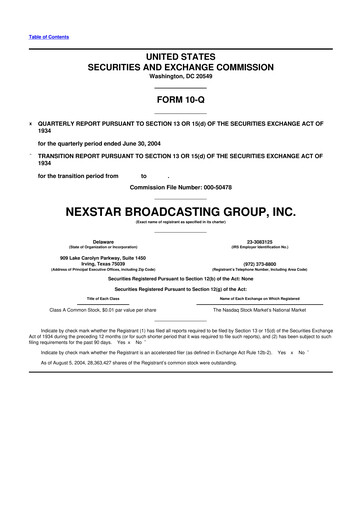 Thumbnail Nexstar Media Group
 10-Q Quarterly Report FY 