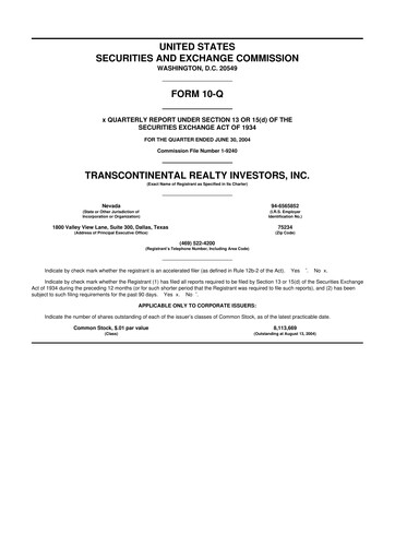 Thumbnail Transcontinental Realty Investors 10-Q Quarterly Report FY 