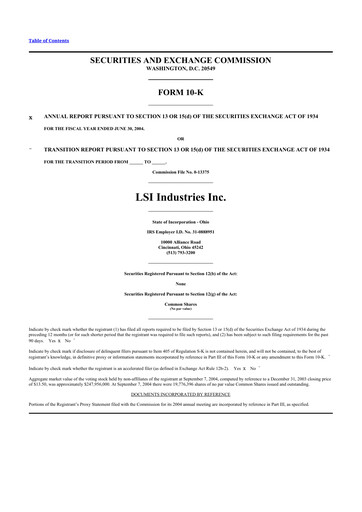 Thumbnail LSI Industries 10-K Annual Report 