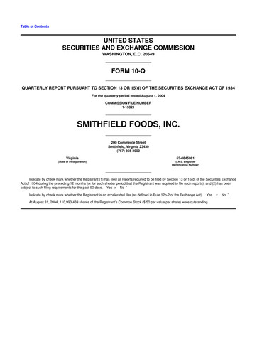 Thumbnail Smithfield Foods 10-Q Quarterly Report FY 