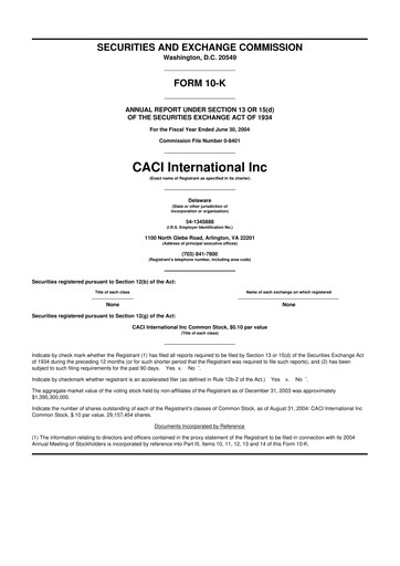 Thumbnail CACI International Inc 10-K Annual Report 