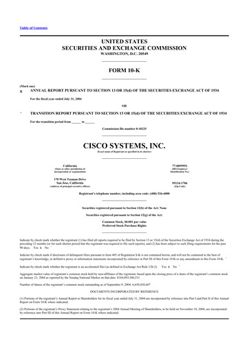 Thumbnail Cisco 10-K Annual Report 