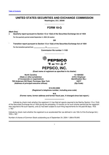 Thumbnail Pepsico 10-Q Quarterly Report FY 