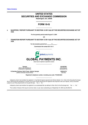 Thumbnail Global Payments 10-Q Quarterly Report FY 
