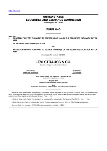 Thumbnail Levi Strauss & Co. 10-Q Quarterly Report FY 