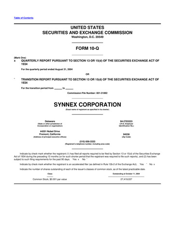Thumbnail TD Synnex 10-Q Quarterly Report FY 