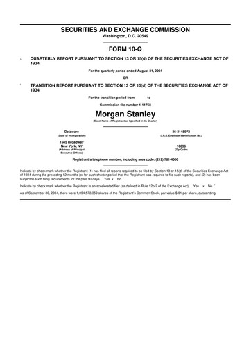 Thumbnail Morgan Stanley 10-Q Quarterly Report FY 
